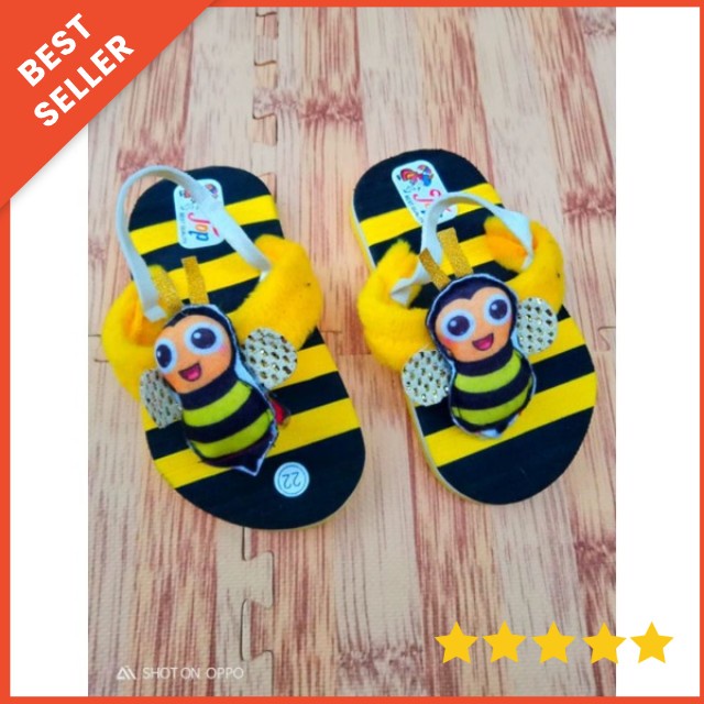 [1-3 TAHUN] Sandal Jepit Anak Perempuan Pelangi Sendal anak cewe / SANDAL BABY KIDS BONEKA LEBAH / SANDAL PREWALKER BAYI  LEBAH