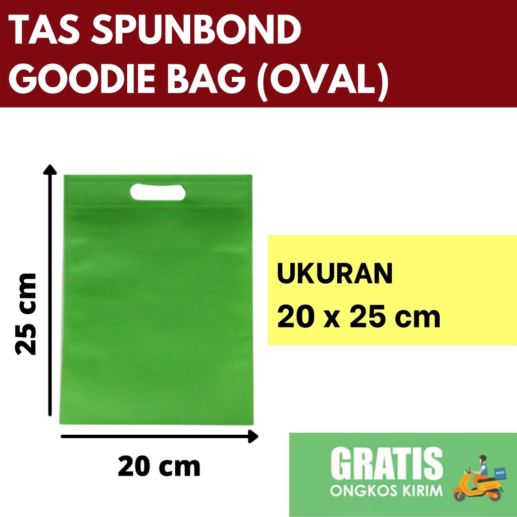 

TAS SPUNBOND OVAL GOODIEBAG 20X25 cm HIJAU /Tas Belanja/Tas Ultah