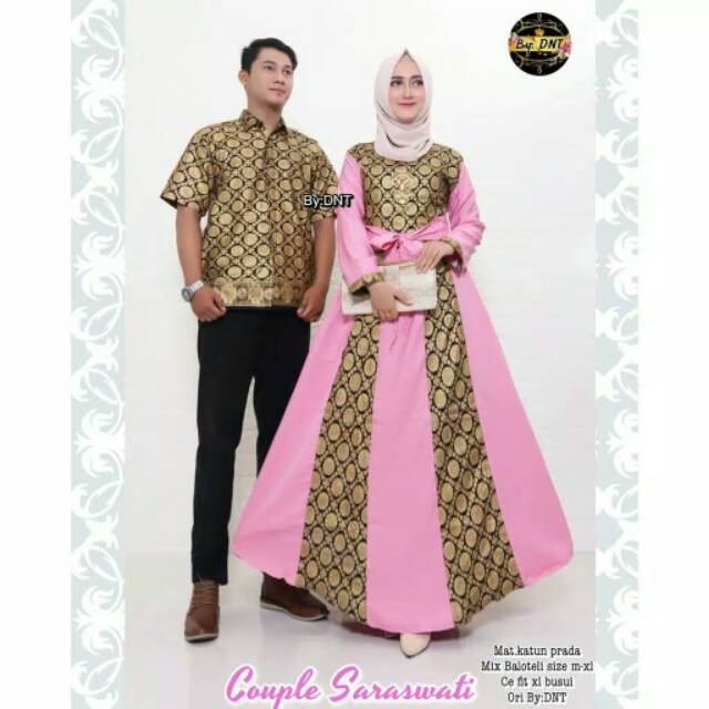 Sarimbit Batik Anggun Couple saraswati - Warna Merah, Tosca,Maroon,Biru,Kuning, hitam, latte- M L XL