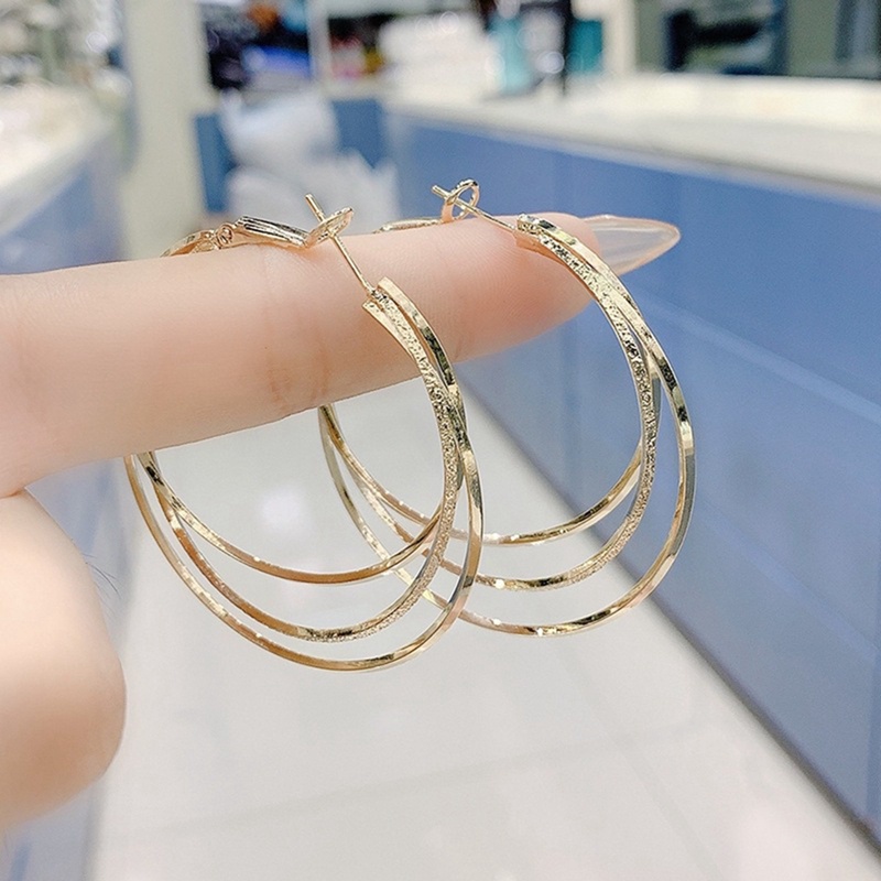 Anting Tusuk Sterling Silver 925 Desain Lingkaran Besar Hias Zircon Untuk Wanita