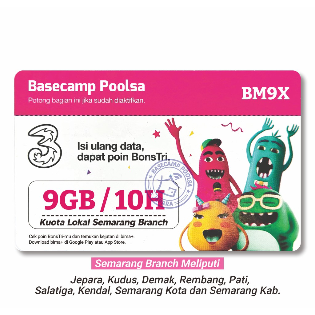 Voucher Tri Happy 9GB 10Hari Semarang Branch