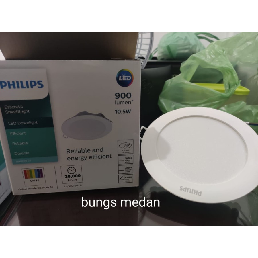 LAMPU LED Philips DN020B 10,5 W 10.5 WATT 10,5W PANEL Downlight Putih