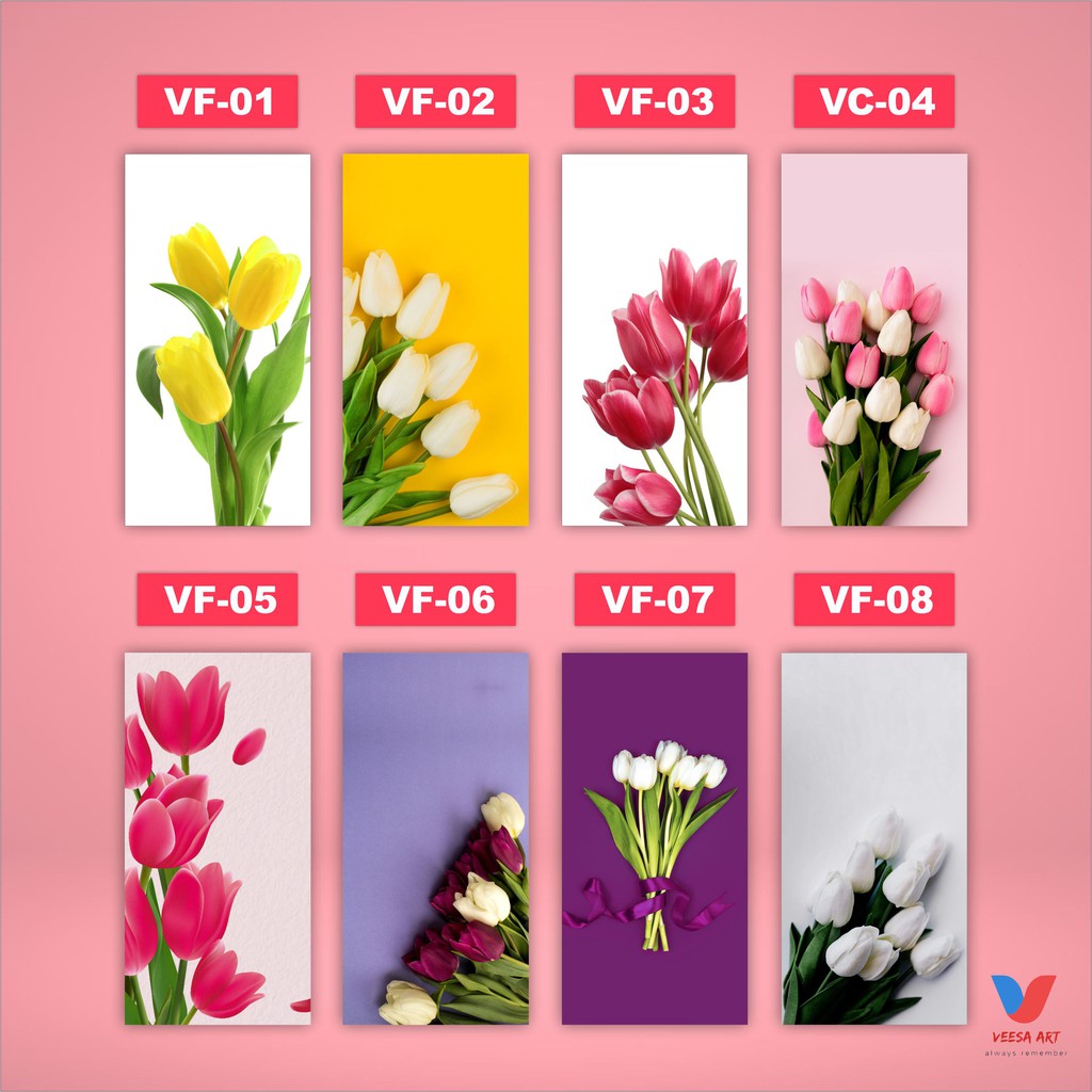 Hiasan Dinding Dekorasi Pajangan Flower Rumah Poster Walldecor Shabby Chic Bunga Tulip Kuning Pink