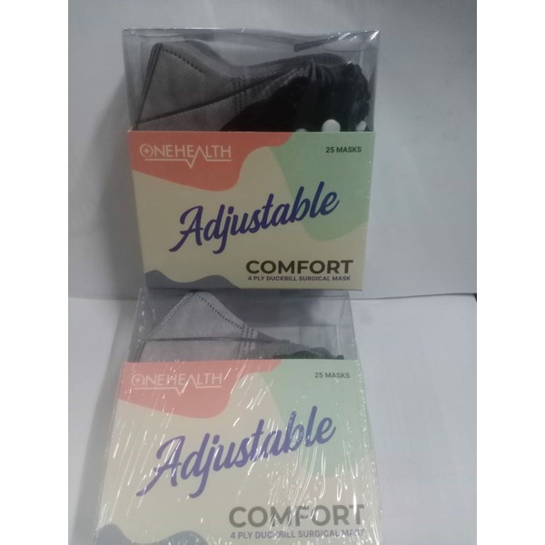 Masker Duckbill 4Ply Adjustable Grey OneHealth 25's
