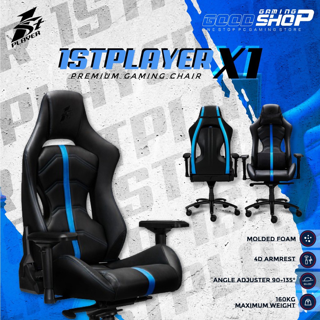 1STPLAYER PREMIUM GAMING CHAIR X1 / X-1 Black Blue Kursi Gaming