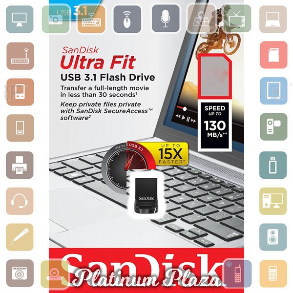 Sandisk Ultra Fit USB 3.1 Flashdisk 256GB - SDCZ430 - Black`HMQFEK-