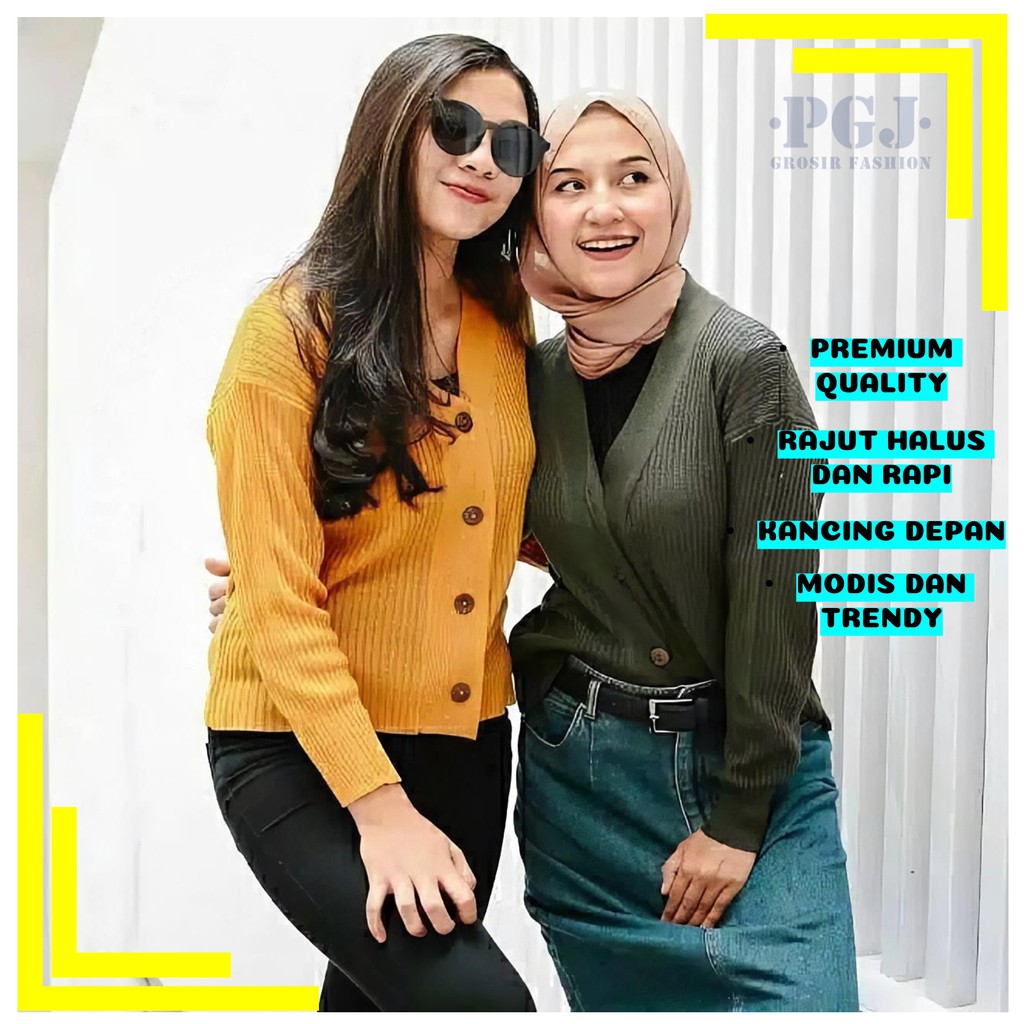 KARDIGAN RAJUT KNIT BASIC / CARDIGAN RAJUT WANITA MODEL PENDEK / JAKET WANITA RAJUT CROP