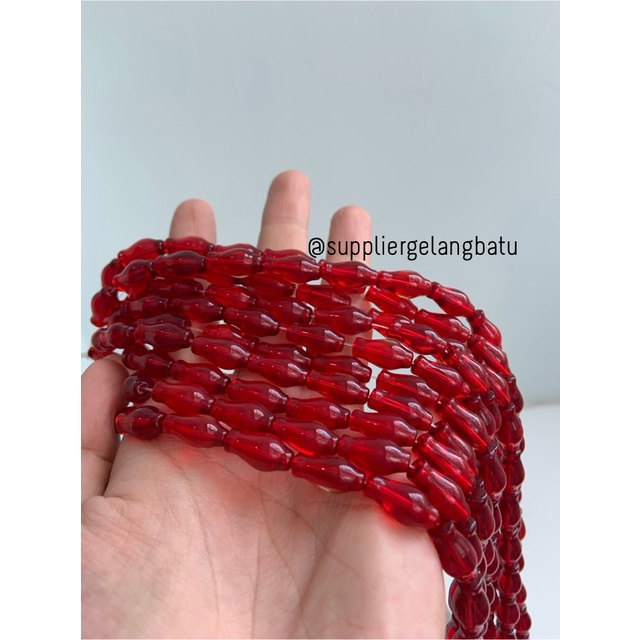 manik ujung kepala tasbih GUCI MERAH muda aksesoris kalung gelang 8mm