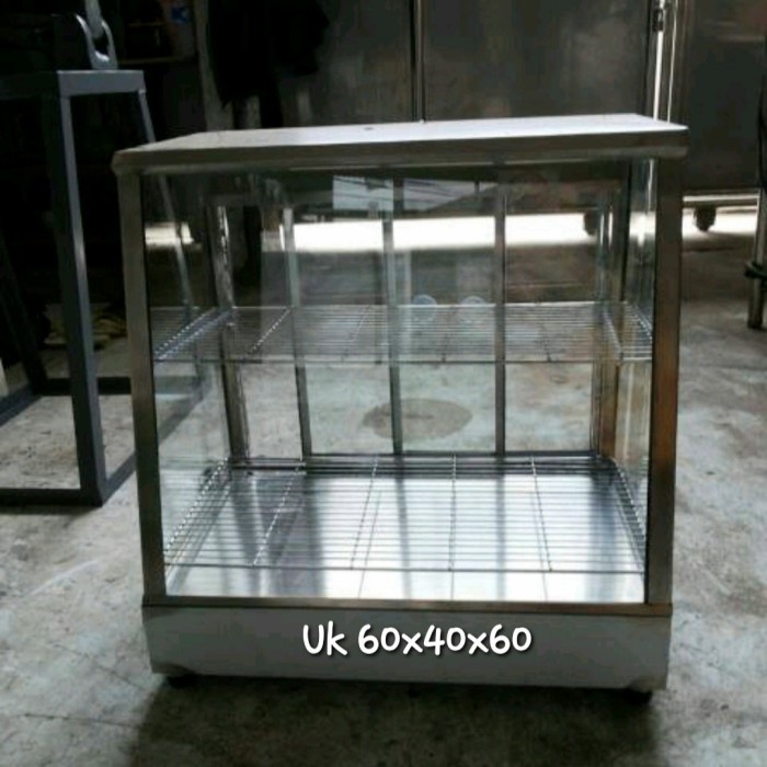 warmer-food- hot snack display fried chicken/etalase pemanas donat pastel s/s 304 - 2 rak 60x40x60