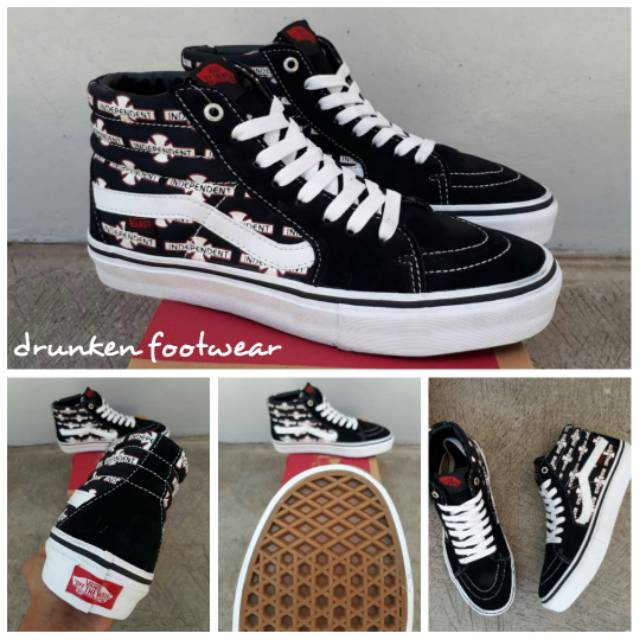 SEPATU VANS SK8 HI REISSUE PRO X INDEPENDENT BLACK WHITE - ORIGINAL - PREMIUM HITAM PUTIH PRIA CATUR