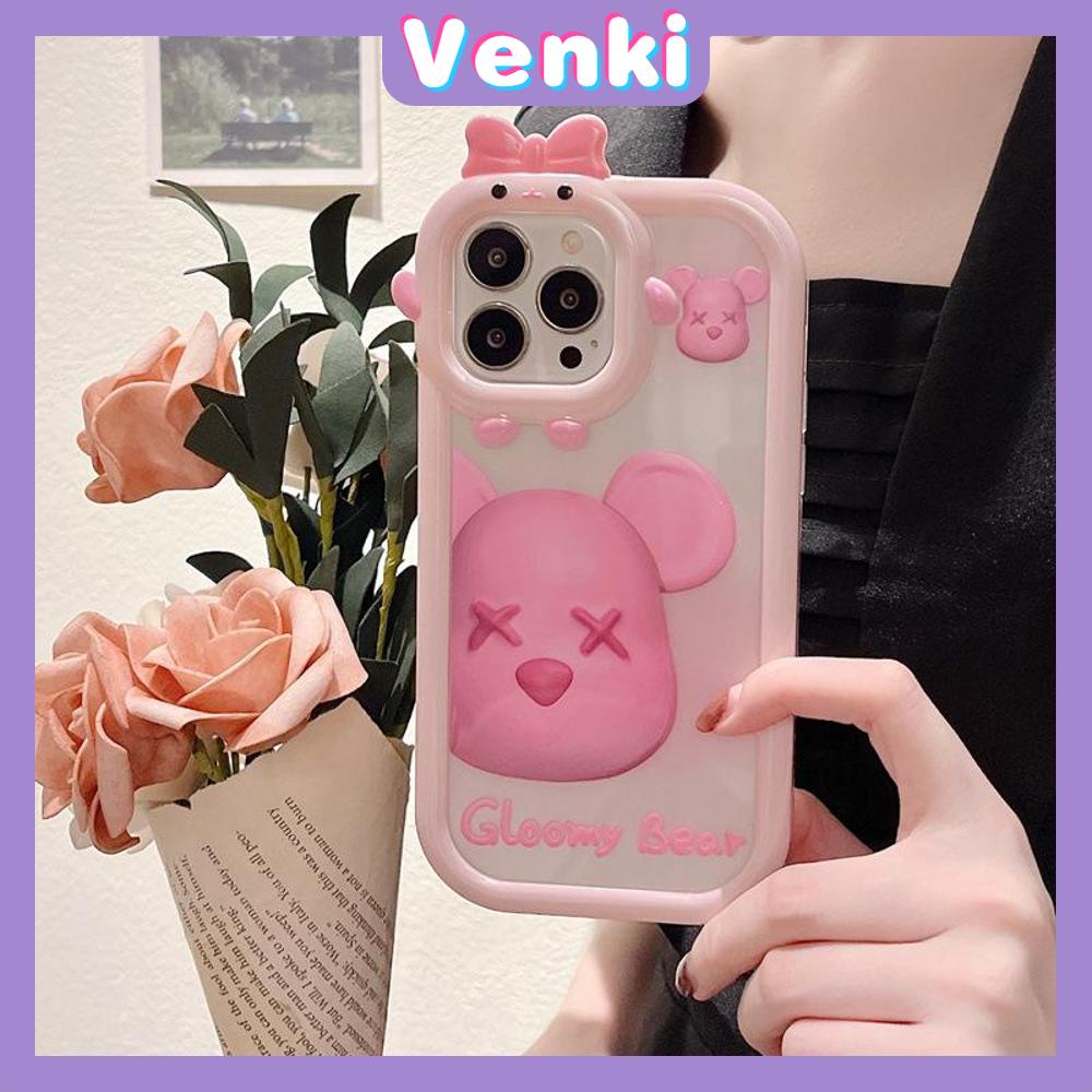 iPhone Case Silicone Soft Case Clear Case Airbag Shockproof Protection Camera Shiny Feel Pink Bear Cartoon Compatible For iPhone 11 Pro Max 13 Pro Max 12 Pro Max 7Plus xr XS Max