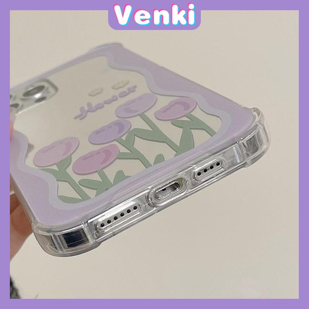 iPhone Case Acrylic HD Mirror Laser Airbag Shockproof Protection Camera Cute Purple Tulip Flowers Compatible For iPhone 11 iPhone 13 Pro Max iPhone 12 Pro Max iPhone 7 Plus iPhone xr