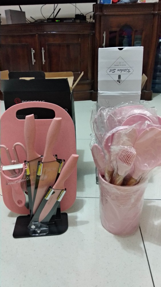 7 In 1 Kitchen Knife Set / Talenan, Pisau, Pengupas, Gunting Dapur Set Pisau Set