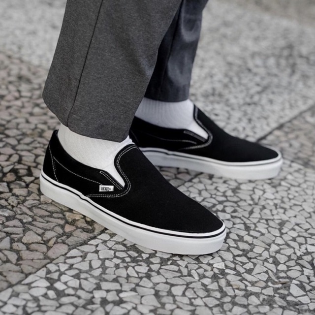 (Sale) V4ns Slipon Black White Classic Original