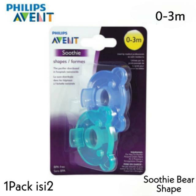 Philips Avent Soothie Bear Shape Pacifier 0-3m Blue-Green