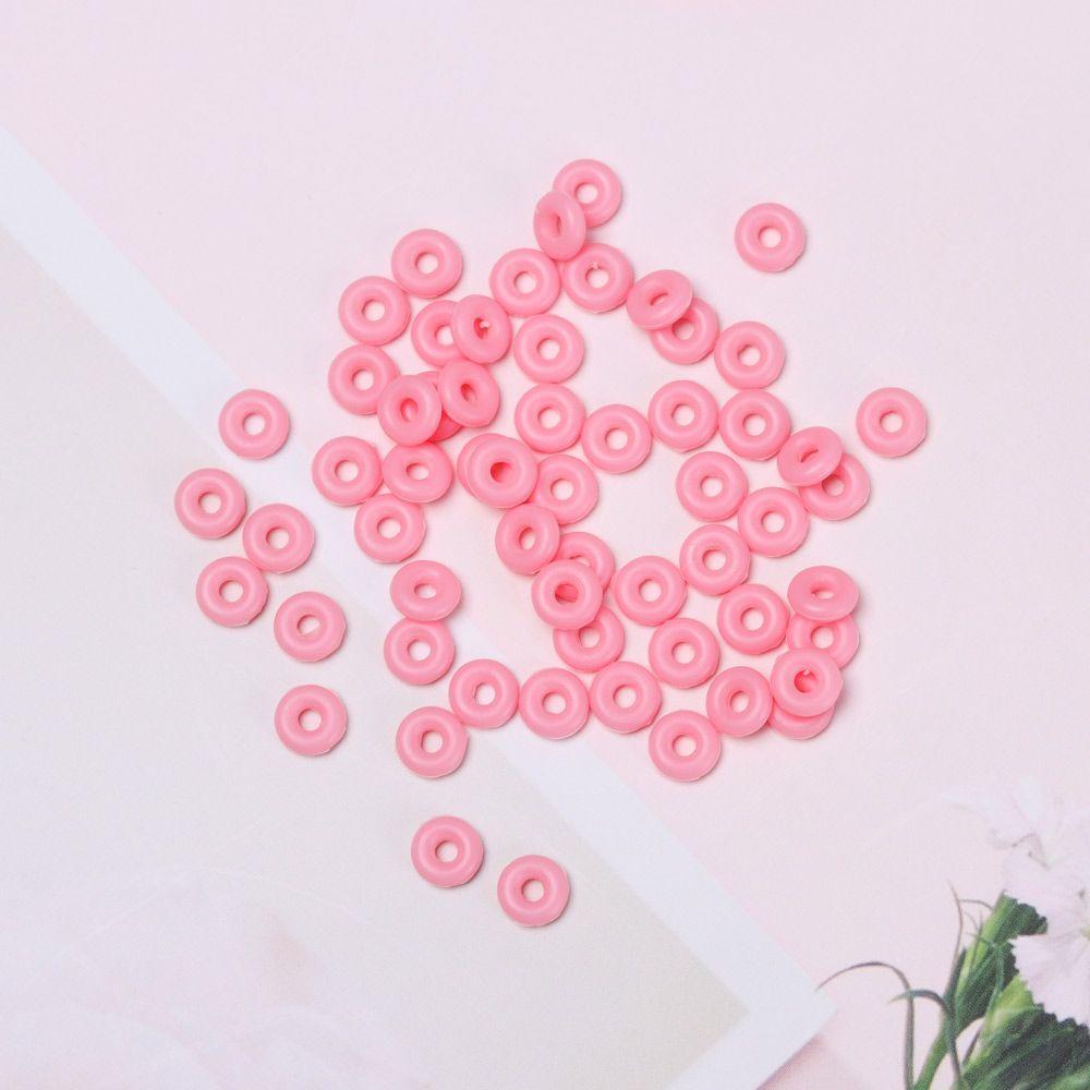 R-flower 100pcs/bag Karet Stopper Manik-Manik Tahan Lama Pesona 12warna Gelang Nude Nonslip Terminal End Tackle Aksesori Datar Bulat Matt