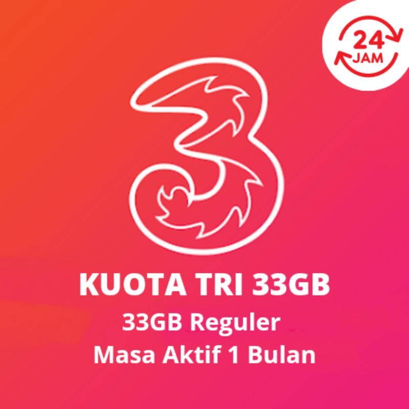 Kuota Tri 33GB Murah Full Kuota Utama 24 Jam 30 Hari