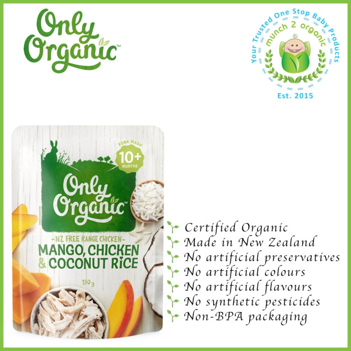 

ROMAN ONLY ORGANIC READY FOOD MANGO, CHICKEN AND COCONUT RICE 10+ 170G