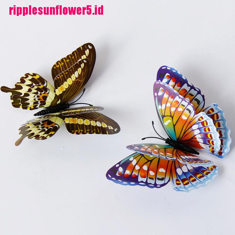 12pcs Stiker Dinding Decal Model Mural Desain Butterfly 3D, Dapat Dicopot