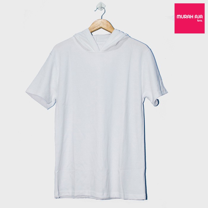 JaketPria SweaterBaju Kaos Polos Hoodie Lengan Pendek - White