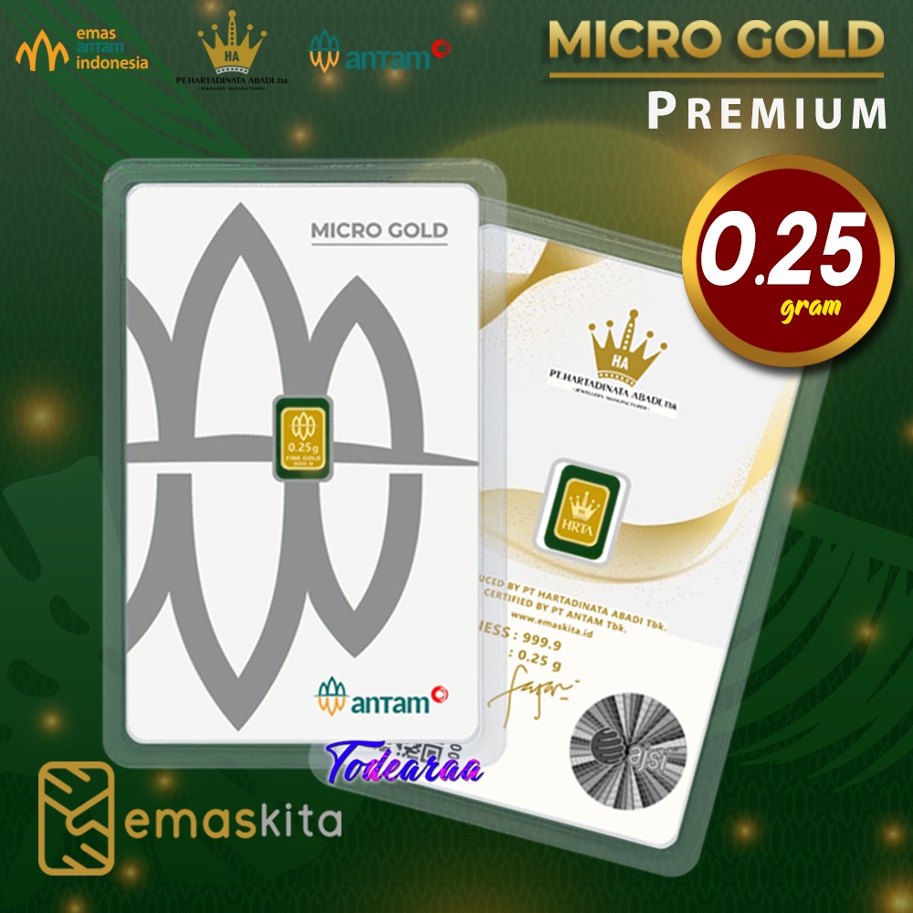 Micro Gold Premium 0.25 gram Logam Mulia 24 Karat Hartadinata x Antam