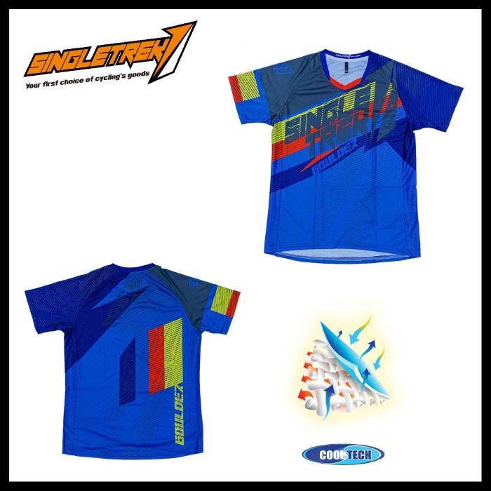 Jersey Sepeda Singletrek1 Cooltech ORI JSBO Light Blue shorts