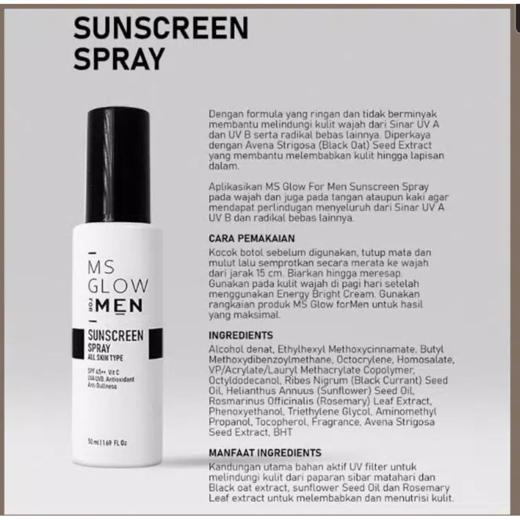 MS GLOW FOR MEN Sunscreen Spray 50ml