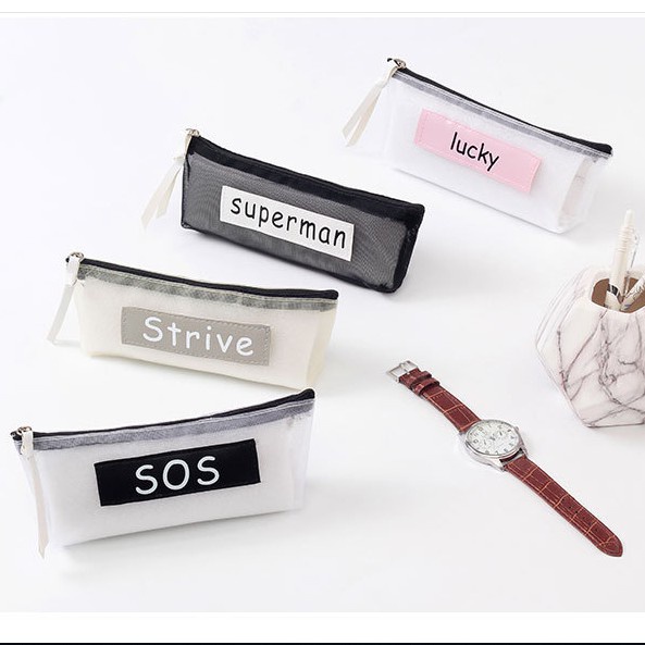 

TKB Transparant Web Pencil Case / tempat pensil transparan strive lucky model europe