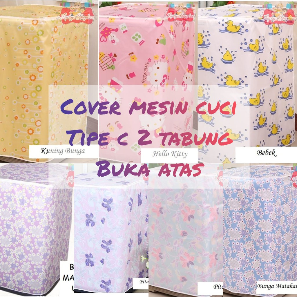 [PURPLEOFFICIALSTORE] [Tipe C 2 Tabung] Cover Mesin Cuci Bahan satin