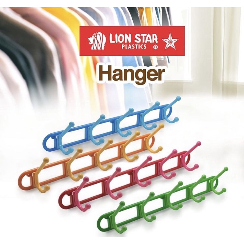 LION STAR Gantungan Baju Hook GB-1 / Hanger Gantung / Kapstok Plastik 5 Kait