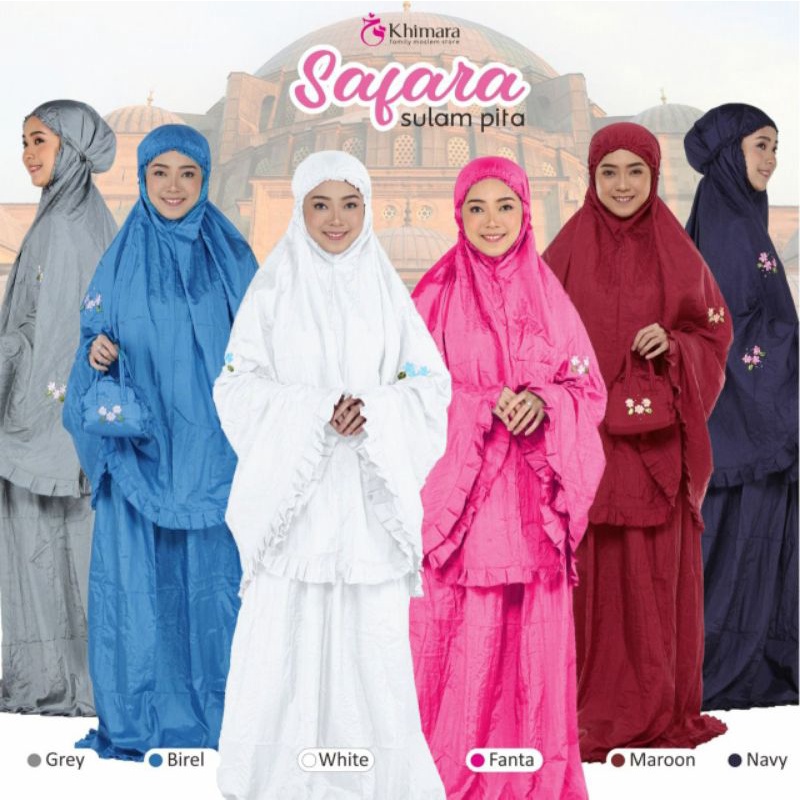 Mukena Parasut Premium Traveling Jumbo Bordir cantik model terbaru SAFARA SULAM PITA adem halus lemb