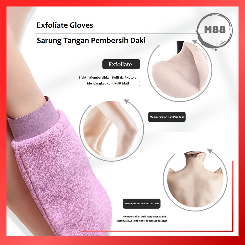 Ready makassar Sarung Tangan Mandi Pembersih Daki Exfoliating Bath Gloves Body Scrub Gloves Penghila