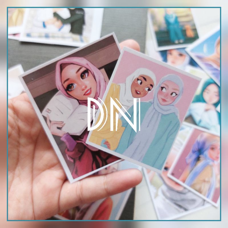 

isi 17 pcs stiker photo hijabers sticker glossy gambar hijabers