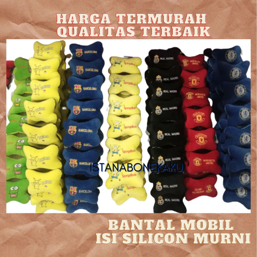 Bantal Jok Mobil / Headrest Bantal Mobil / Bantal Sandaran Set Mobil Silicon Murni Standar SNI