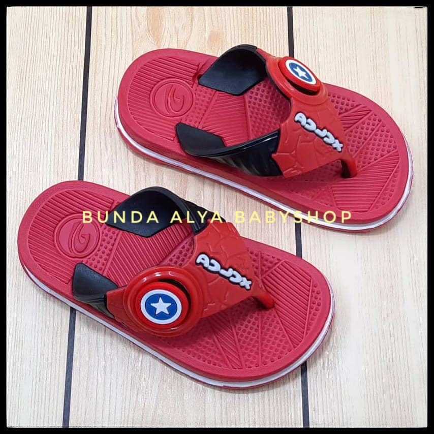 Sendal Anak Laki Laki Jepit Usia 6 7 Tahun Karet Motif Star - Sandal Jepit Anak Cowok Karet Anti Licin MERAH Size 30 -35