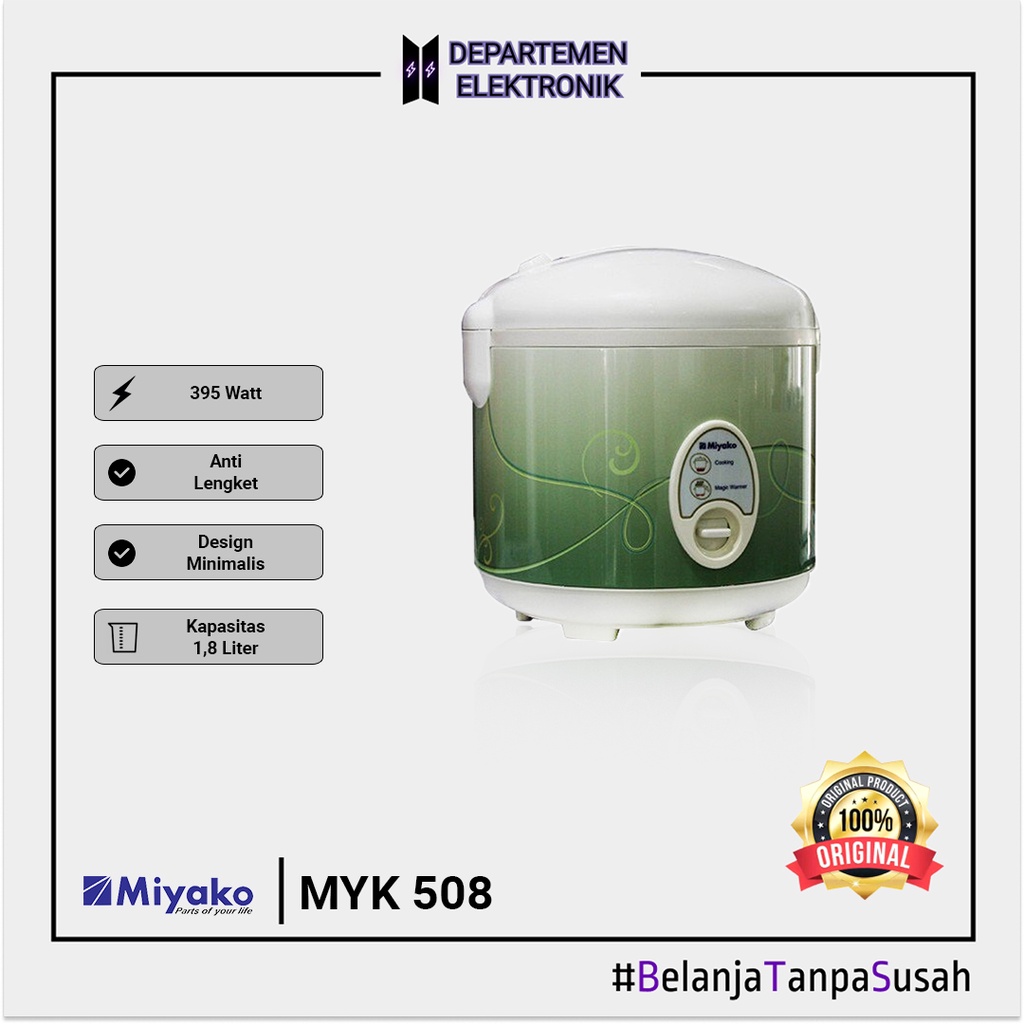 Miyako MCM 508 – Magic Com / Rice Cooker 1.8 Liter 3in1 395 Watt MURAH BANGET / GARANSI RESMI