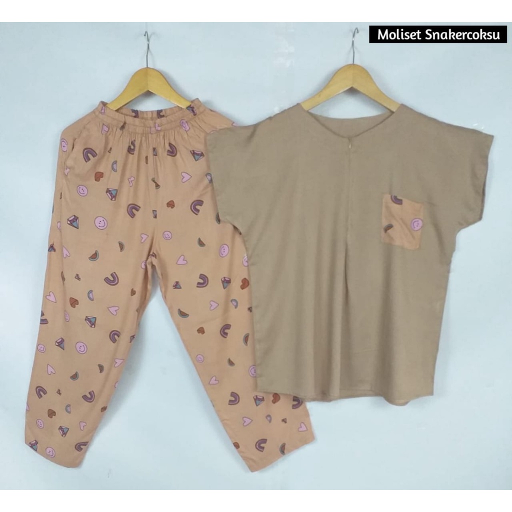 Setelan Piyama Babydoll Lengan Pendek Kekinian Baju Tidur One Set Rayon Premium Wanita Dewasa Busui-Snaker Coksu