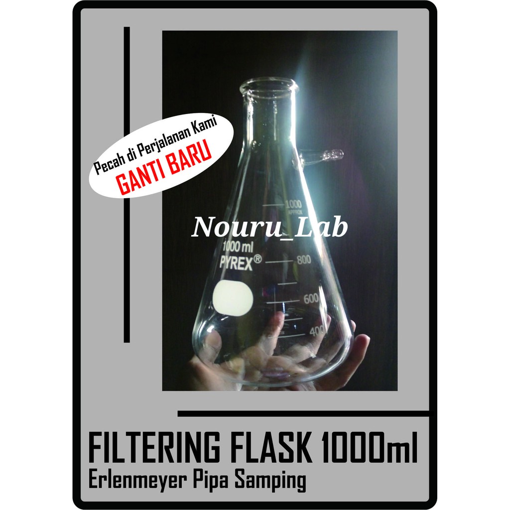 Filtering Flask 1000ml - Erlenmeyer Pipa Samping 1000ml