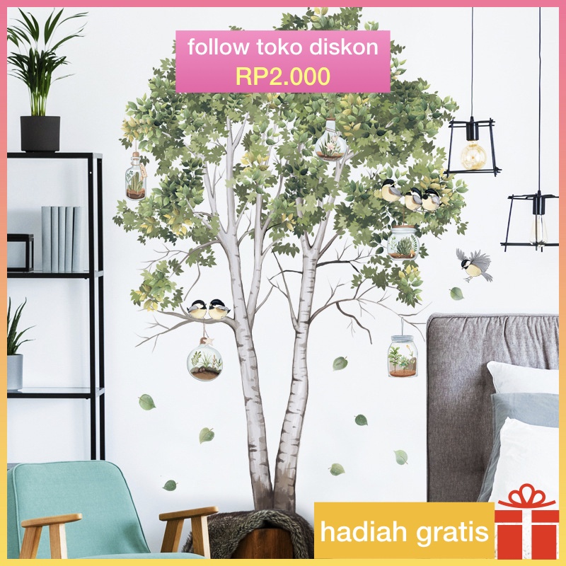 wall stiker pohon / wall stiker dinding pvc transparan （60cm*90cm）pohon harapan dekorasi wallpaper d