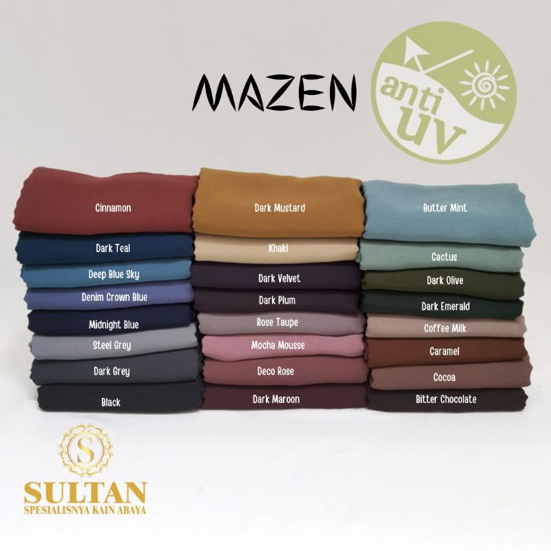 Kain Sultan Abaya Indonesia MAZEN Anti-UV polos Warna Lengkap