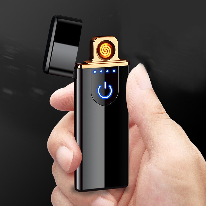 USB Rechargeable Touchscreen Elektronik Dual Pulse Arc Rokok Lighter Lighting Lebih Ringan