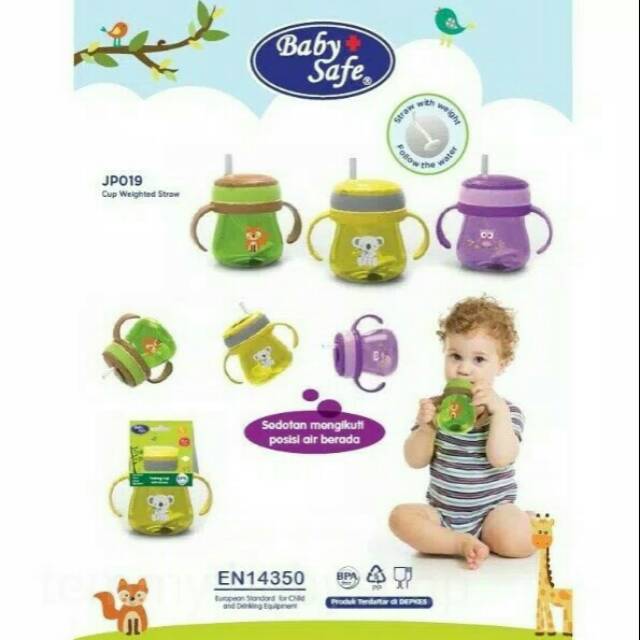 BABY SAFE TRAINING CUP HANDLE WITH STRAW JP019