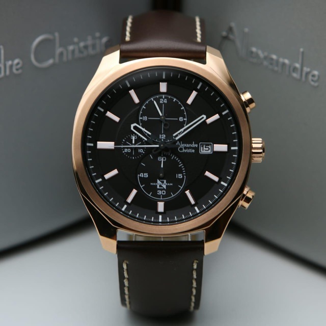 Jam Tangan Pria/Cowok Alexandre Christie AC 6550 Rosegold Brown.Original Garansi Resmi 1 Tahun