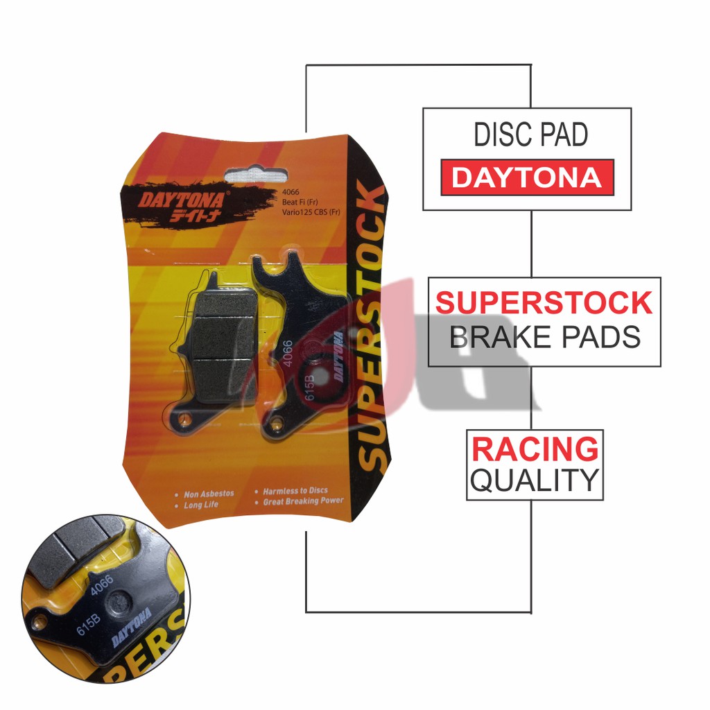 Daytona SuperStock Disc Pad Beat Vario Scoopy FI CBS Kampas Rem Cakram 4066