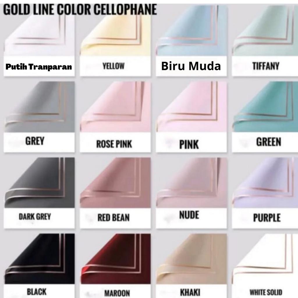 

Cellophane Kertas Bunga Wrapping Paper per pack isi 20 lembar Kertas bunga cellophane List Gold celopen