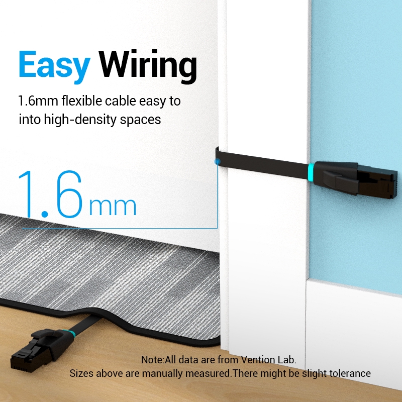 Vention Kabel Ethernet Lan Rj45 Cat6 Bentuk Bulat Flat Untuk Jaringan Internet