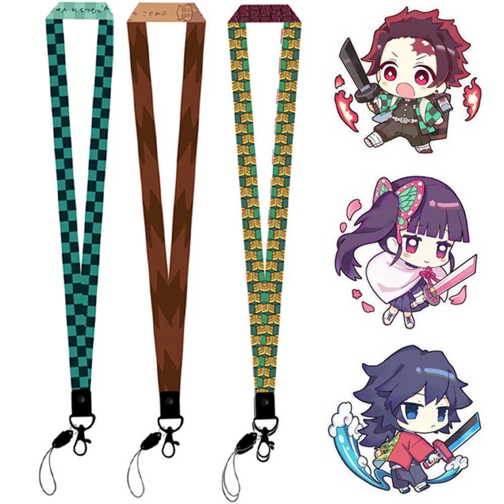 QUINTON Men Anime Lanyard Keychains Women Phone Straps Demon Slayer Lanyard Anime Demon Slayer Kimetsu No Yaiba 1Pc Hanging Cosplay Vintage ID Card Holder Lanyard/Multicolor