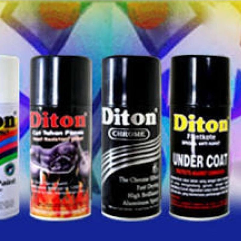 DITON CHROME KROM, HI-TEMP BLACK SILVER BRONZE 300ml FLINKOTE /ANTIKARAT Undercoat, Cat Semprot/Pylo