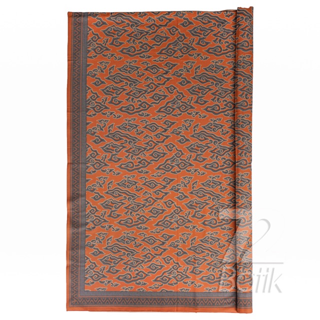 KAIN BATIK PREMIUM Bahan Katun Motif Mega Mendung Warna Orange Oren Oranye 724633 Cap 72 Jarik Jarit Samping Kebat Panjang Batik Katun Modern Premium Bahan Seragam Batik Pernikahan Kantor Keluarga Murah Kamen Jadi Batik Bali Lembaran