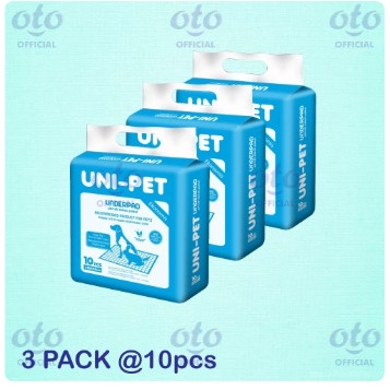 UNI PET Underpad Alas Kandang Anjing Kucing 60x45cm 3 Pack (isi 30pcs)